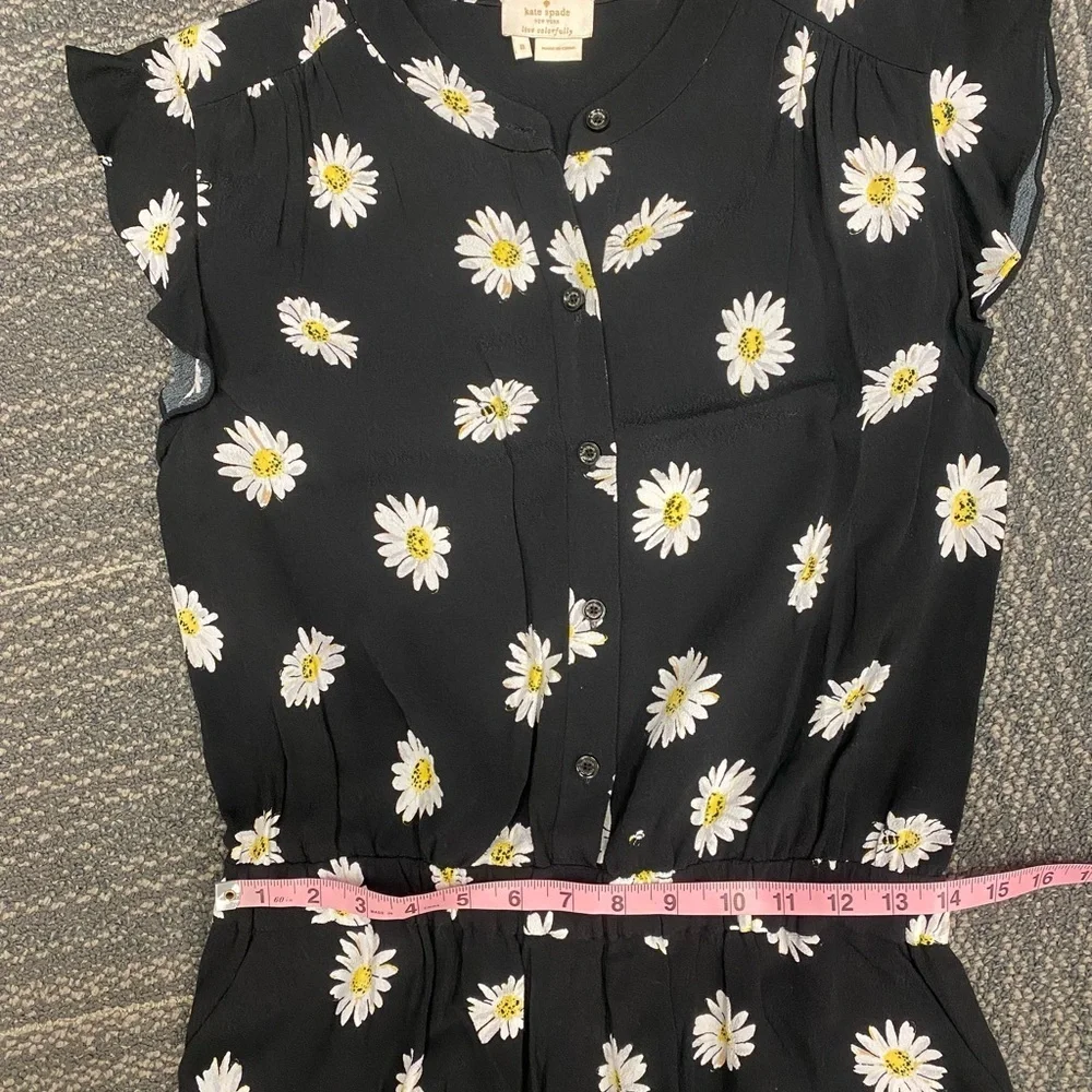 Kate Spade Daisy Dot Crepe Button Down Romper Size 8